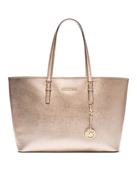 michael kors jet set travel tote gold|michael kors travel tote large.